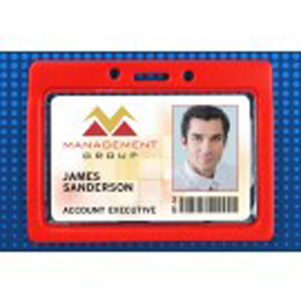 BRADY PEOPLE ID, HORIZONTAL BADGE HOLDER, CLEAR BORDER, CREDIT CARD SIZE. TOP LOAD WITH SLOT AND CHAN HOLES.SOLD IN PACK OF 100, PRICED PER PACK